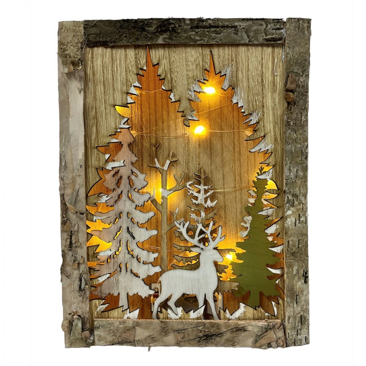 OEM CHRISTMAS LANDSCAPE WOODEN DECORATIVE ILLUMINATED 8496