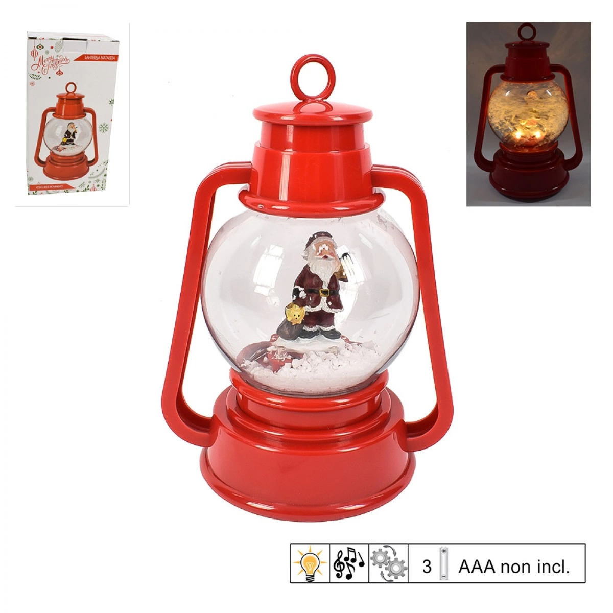 OEM CHRISTMAS LANTERN 22 CM SANTA CLAUS BATTERY 2832