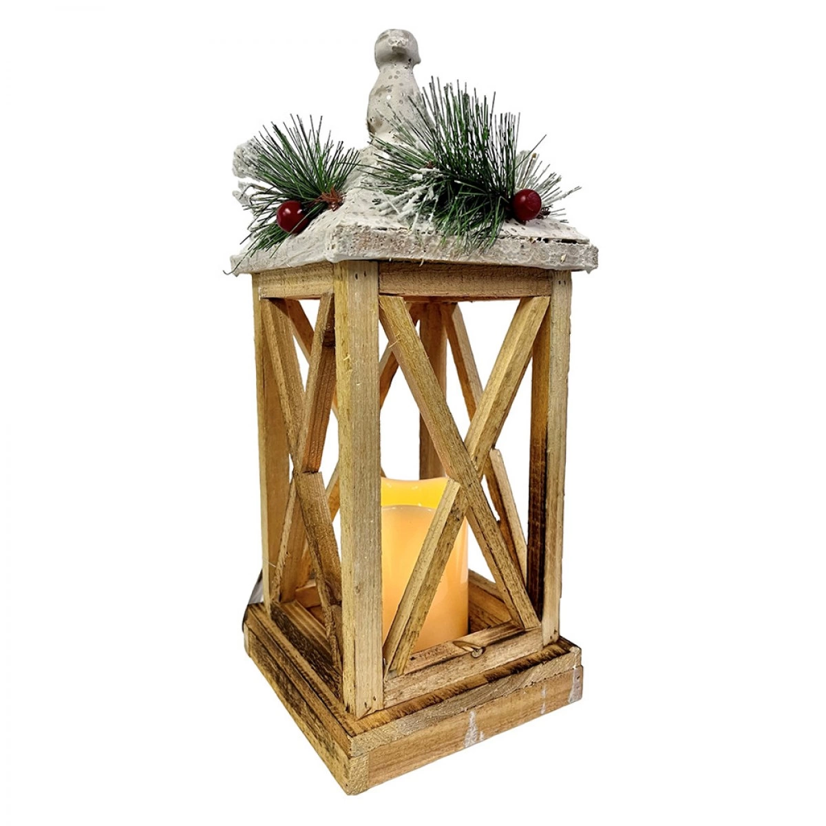 OEM CHRISTMAS LIGHTED WOODEN LANTERN 33 CΜ 85976