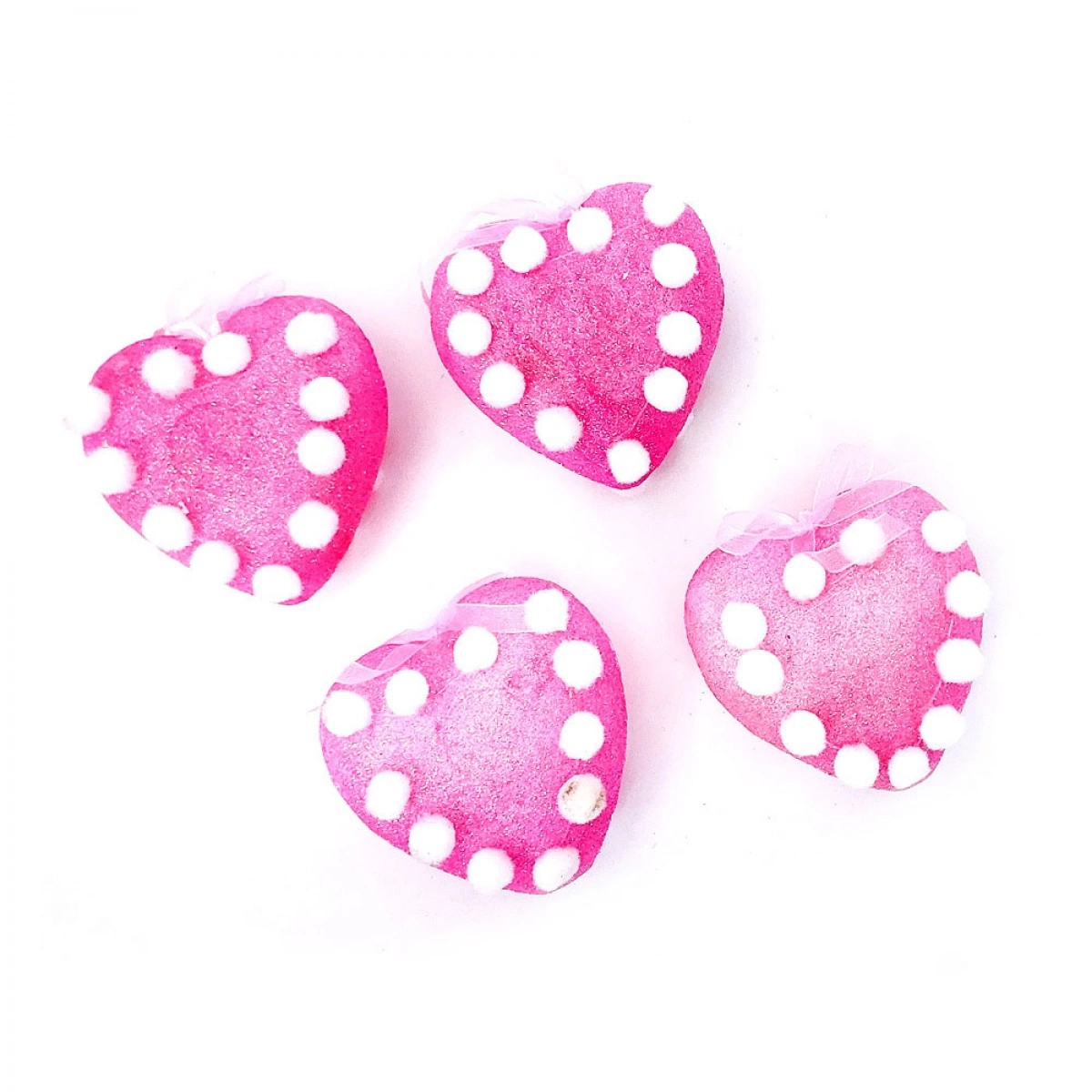 OEM CHRISTMAS TREE HEARTS DECOR 8 CM SET OF 4 PIECES 21084