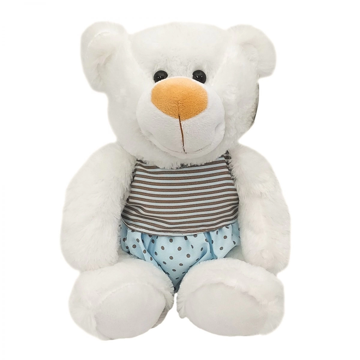 OEM STUFFED TEDDY BEAR 25CM WITH CLOTHES STRIPED POLKA 2573