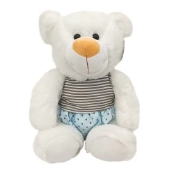 OEM STUFFED TEDDY BEAR 25CM WITH CLOTHES STRIPED POLKA 2573