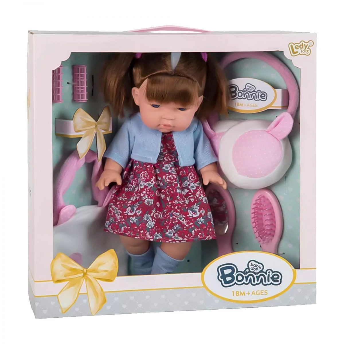 OEM VINYL DOLL WITH SOFT BODY & 7 ACCESSORIES LD77005 (32 CM)