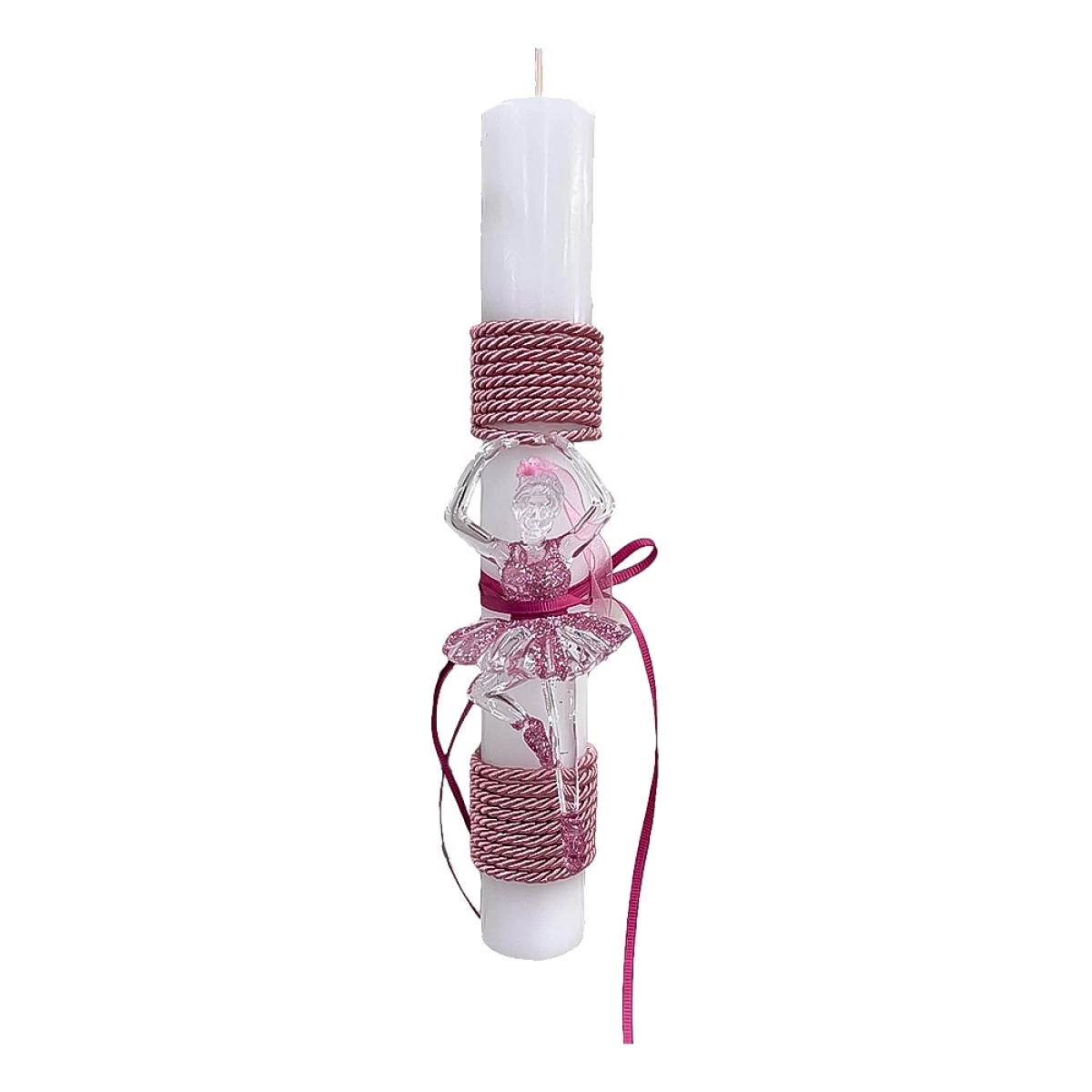 ΧΕΙΡΟΠΟΙΗΤΗ EASTER CANDLE WHITE TRANSPARENT BALLERINA WITH GLITTER