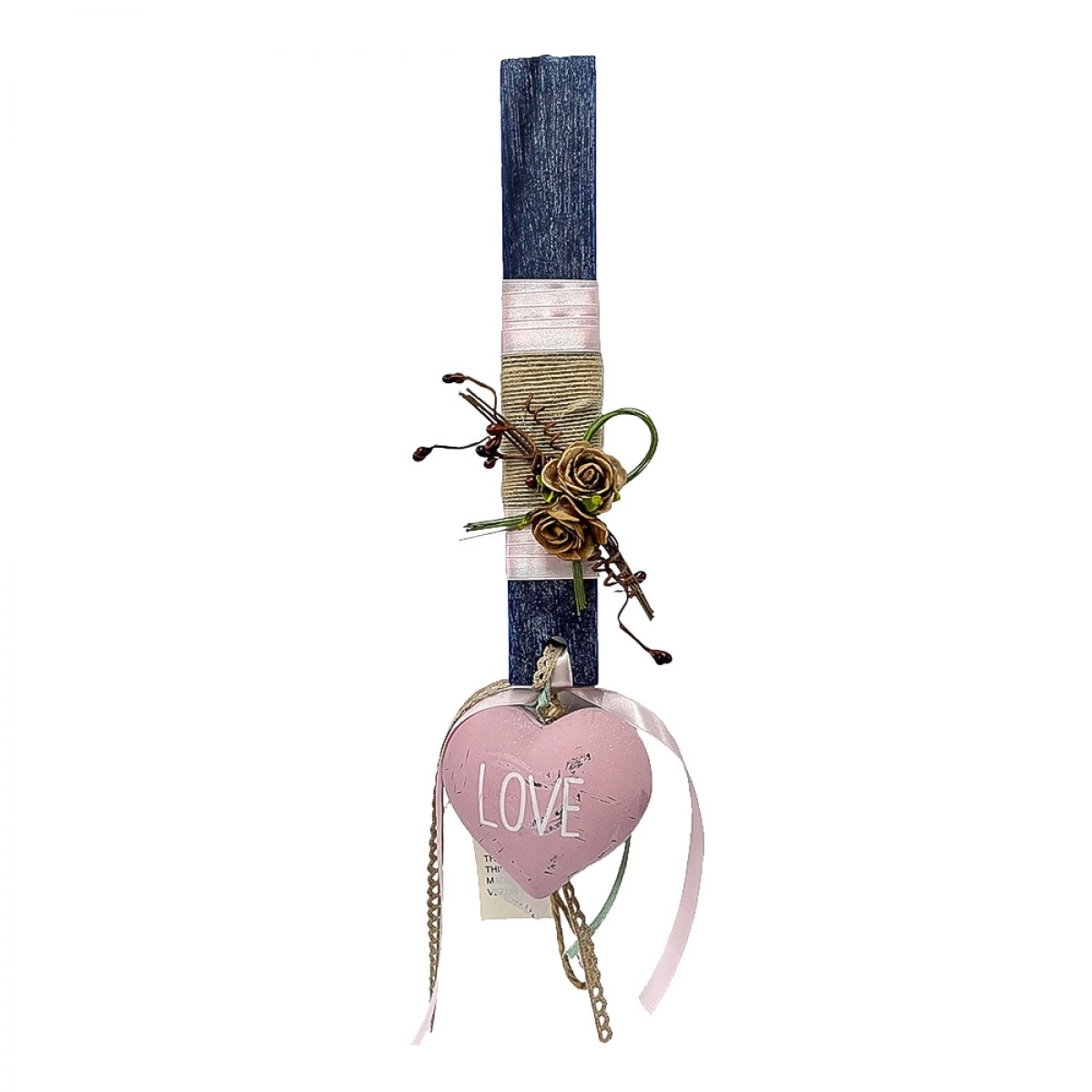 ΧΕΙΡΟΠΟΙΗΤΗ PERFUMED EASTER CANDLE WITH PINK HEART LOVE
