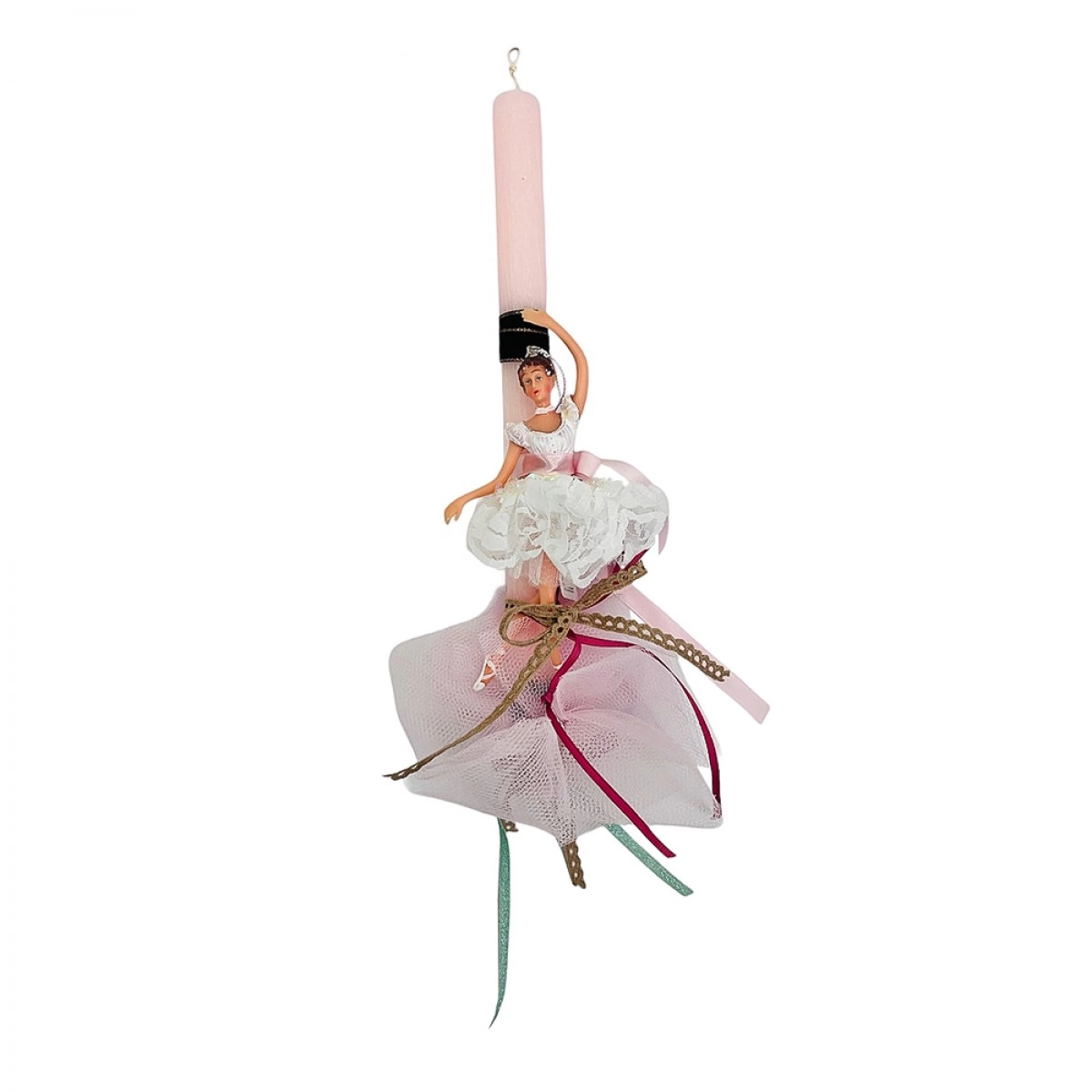 ΧΕΙΡΟΠΟΙΗΤΗ PINK PERFUMED EASTER CANDLE WITH WHITE BALLET DANCER