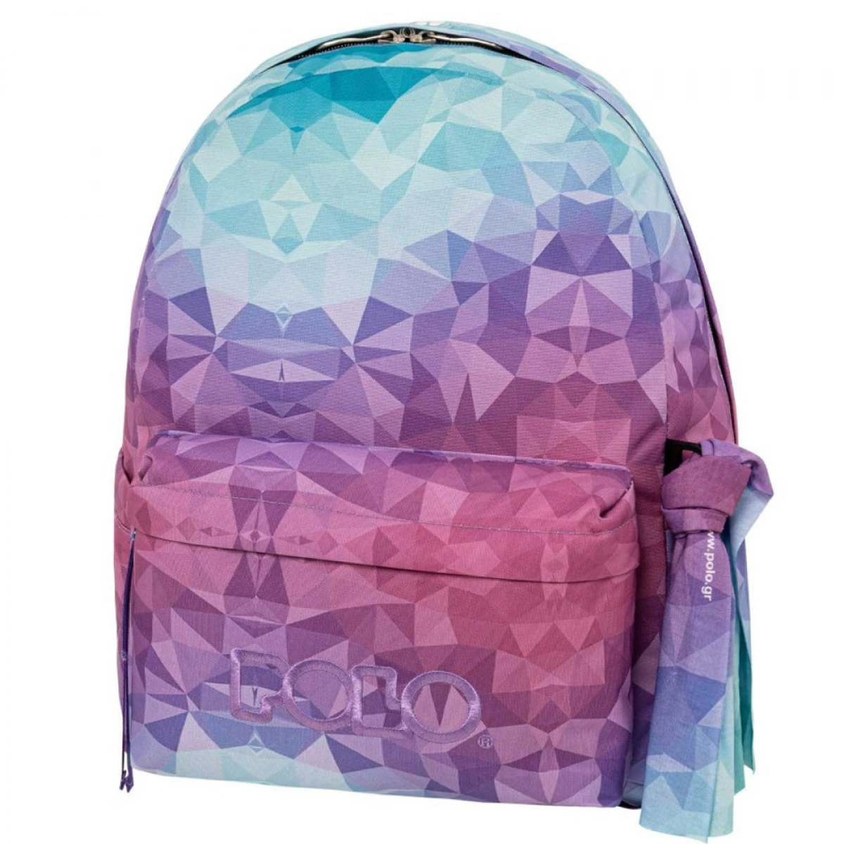 POLO ΣΧΟΛΙΚΗ ΤΣΑΝΤΑ ΠΛΑΤΗΣ ΜΟΝΗ SCARF SHAPES - CYAN & FUCHIA 8340