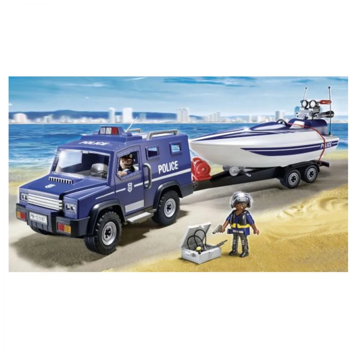 PLAYMOBIL POLICE VEHICLE WITH SPEEDBOAT 5187