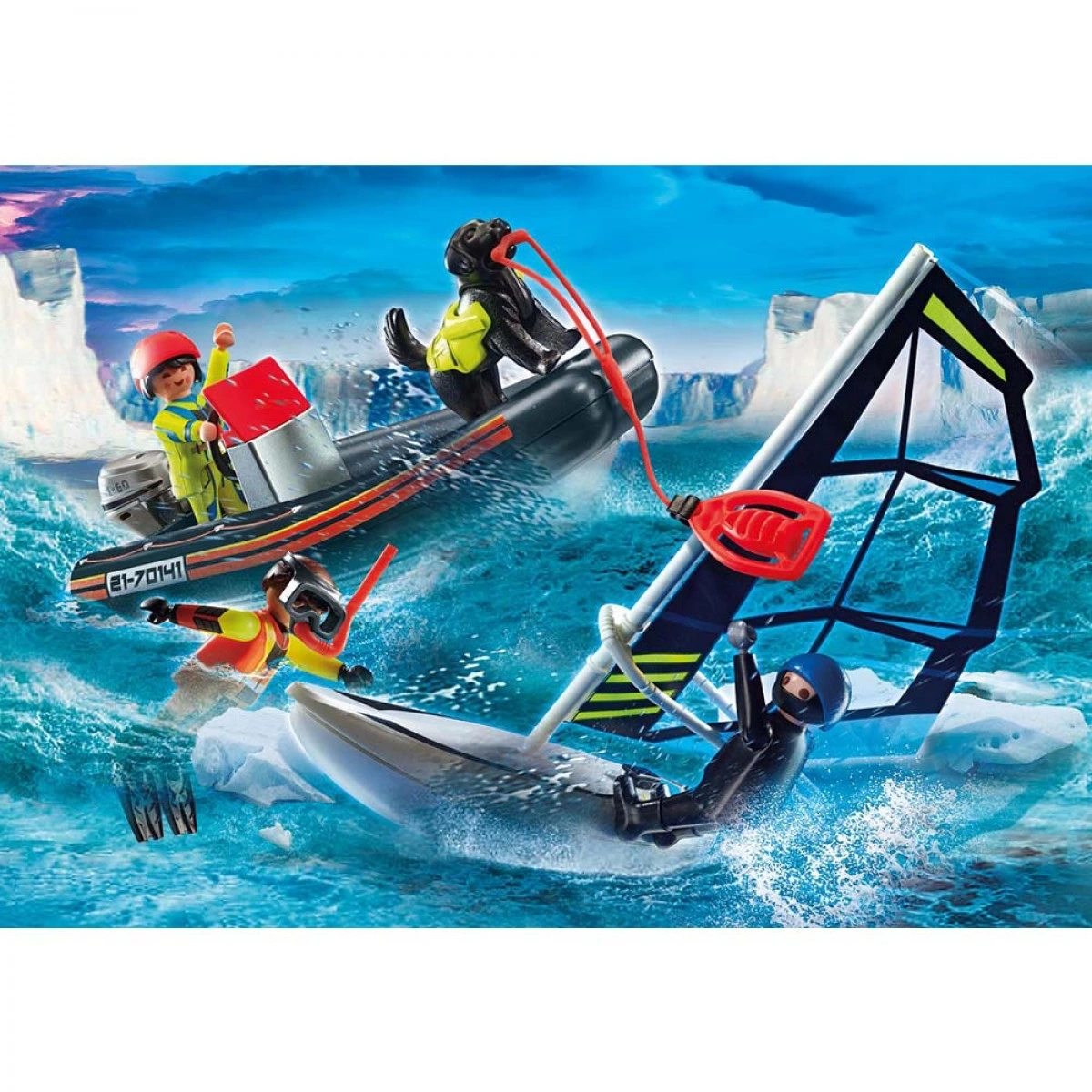 PLAYMOBIL ΔΙΑΣΩΣΗ ΙΣΤΙΟΦΟΡΟΥ ΜΕ ΦΟΥΣΚΩΤΟ ΣΚΑΦΟΣ 70141