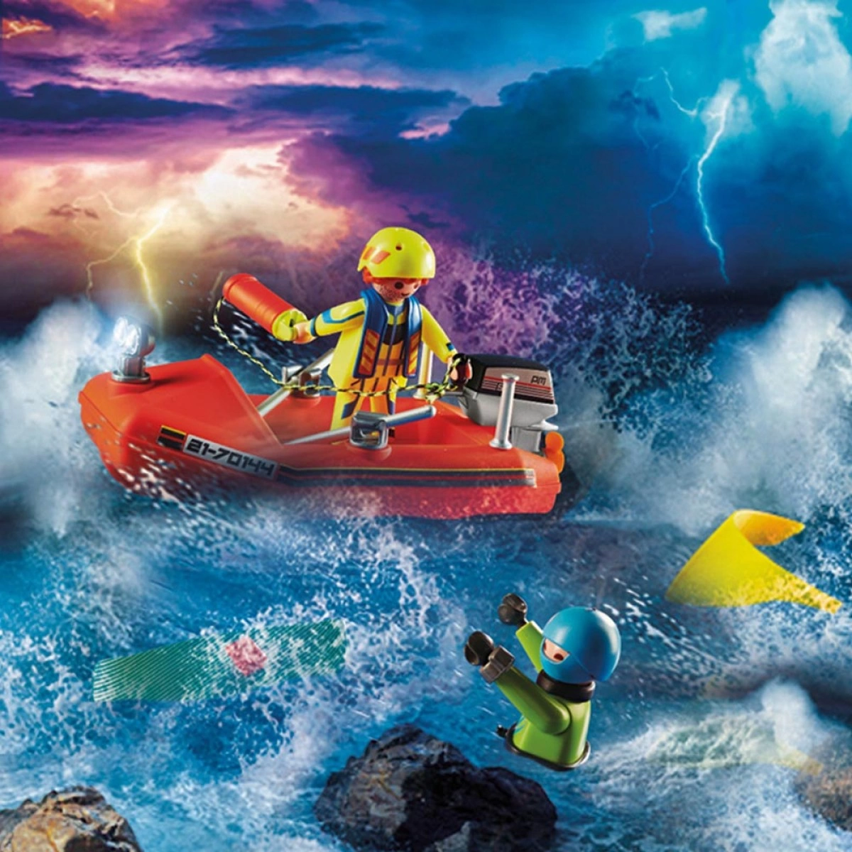 PLAYMOBIL ΕΠΙΧΕΙΡΗΣΗ ΔΙΑΣΩΣΗΣ KITESURFER ΜΕ ΣΚΑΦΟΣ 70144