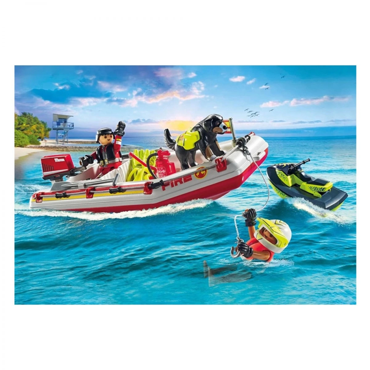 PLAYMOBIL ΦΟΥΣΚΩΤΟ ΣΚΑΦΟΣ ΠΥΡΟΣΒΕΣΤΙΚΟ / ΘΑΛΑΣΣΙΟ SCOOTER 71464