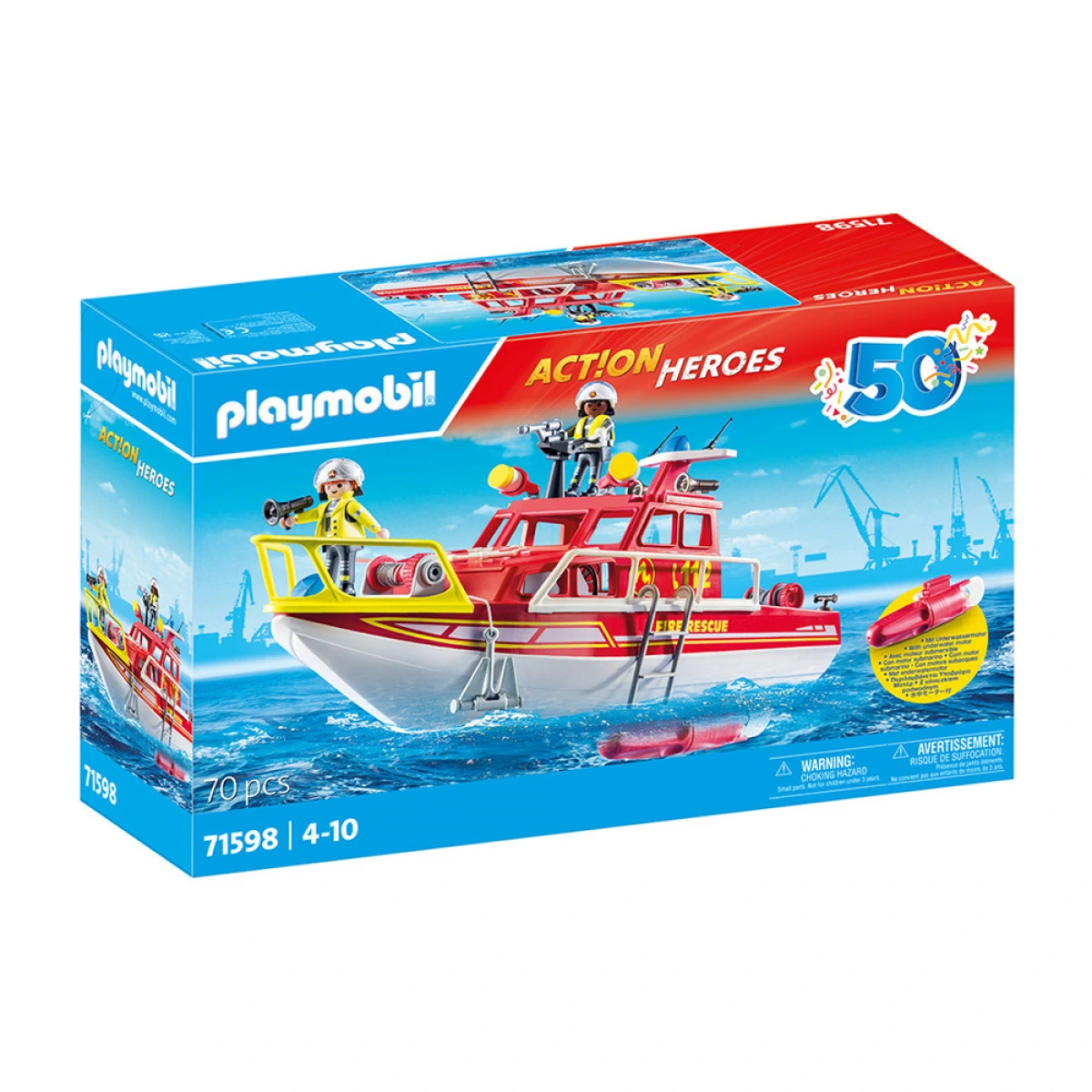 PLAYMOBIL ΠΥΡΟΣΒΕΣΤΙΚΟ ΣΚΑΦΟΣ ΔΙΑΣΩΣΗΣ 71598