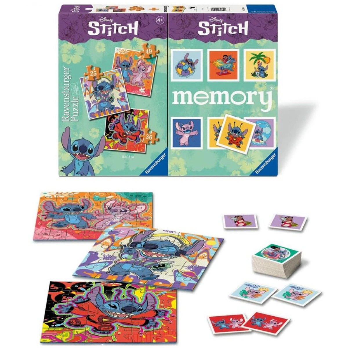 RAVENSBURGER ΣΕΤ 3 ΠΑΖΛ & ΠΑΙΧΝΙΔΙ ΜΝΗΜΗΣ STITCH 24695
